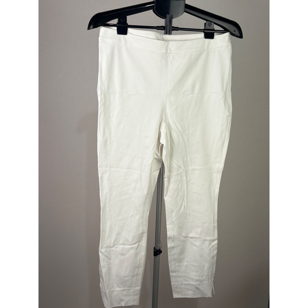 1901 Nordstrom White Ankle Pants Side Zip Slim Trousers Size 10